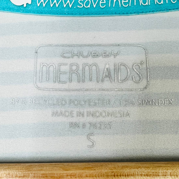 CHUBBY MERMAID Women's S Manatee Striped Long Sleeve Sun Beach Swim UPF‎ Shirt - Picture 4 of 5